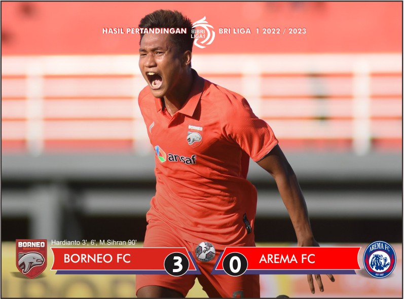 Hasil BRI Liga 1 : Diwarnai Dua Kartu Merah, Borneo FC Bekuk Arema