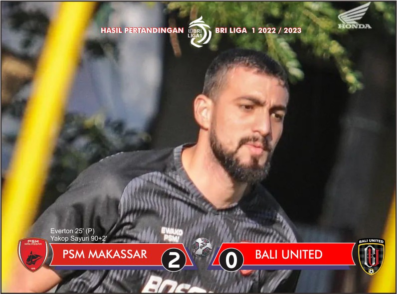 Hasil Liga 1 : Menang Atas Bali United, PSM Puncaki Klasemen Sementara