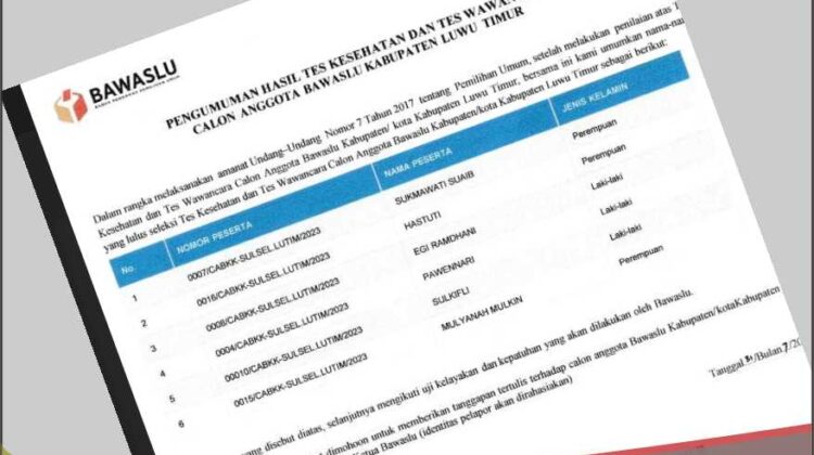 Selangkah Lagi, Sukmawati, Hastuti dan Egi Ramadhani Jadi Komisioner Bawaslu Lutim