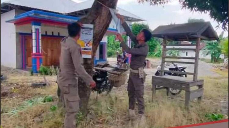 Ganggu Estetika Kota, Satpol PP Lutim Tertibkan Baliho di Pohon