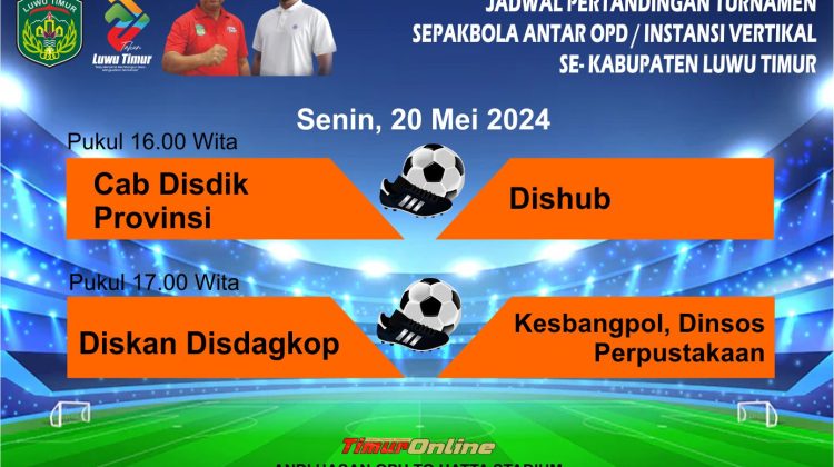 Jadwal Laga Pembukaan Turnamen Sepakbola Antar OPD/Instansi Vertikal se-Lutim