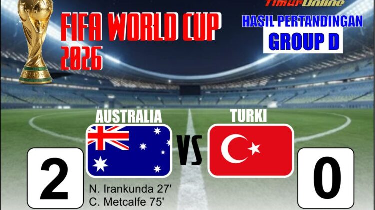 Hasil Piala Dunia 2026 Group D : Australia Bekuk Turki 2-0